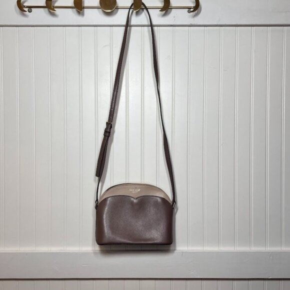 Tory Burch Crossbody Purse Small Neutral Half Moon Zipper Pocket Formal - Picture 2 of 11